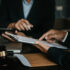 Lawyer and businessman or judge Consult with clients, legal and legal services.