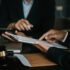 Lawyer and businessman or judge Consult with clients, legal and legal services.