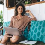 pretty digital nomad with netbook