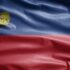 Liechtensteiner flag waving in the wind. Liechtenstein banner blowing soft silk.