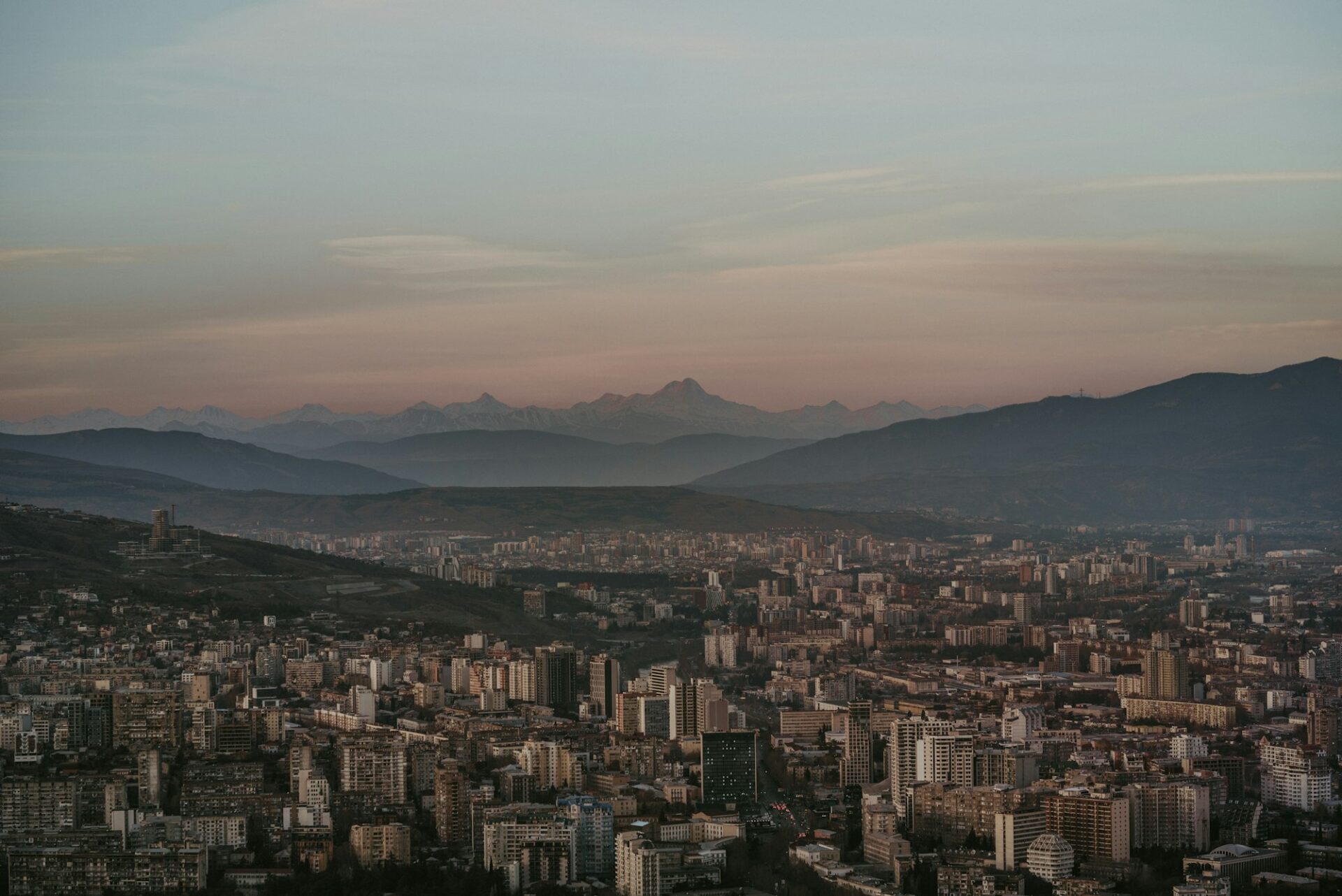 View over Tblisi at sunset