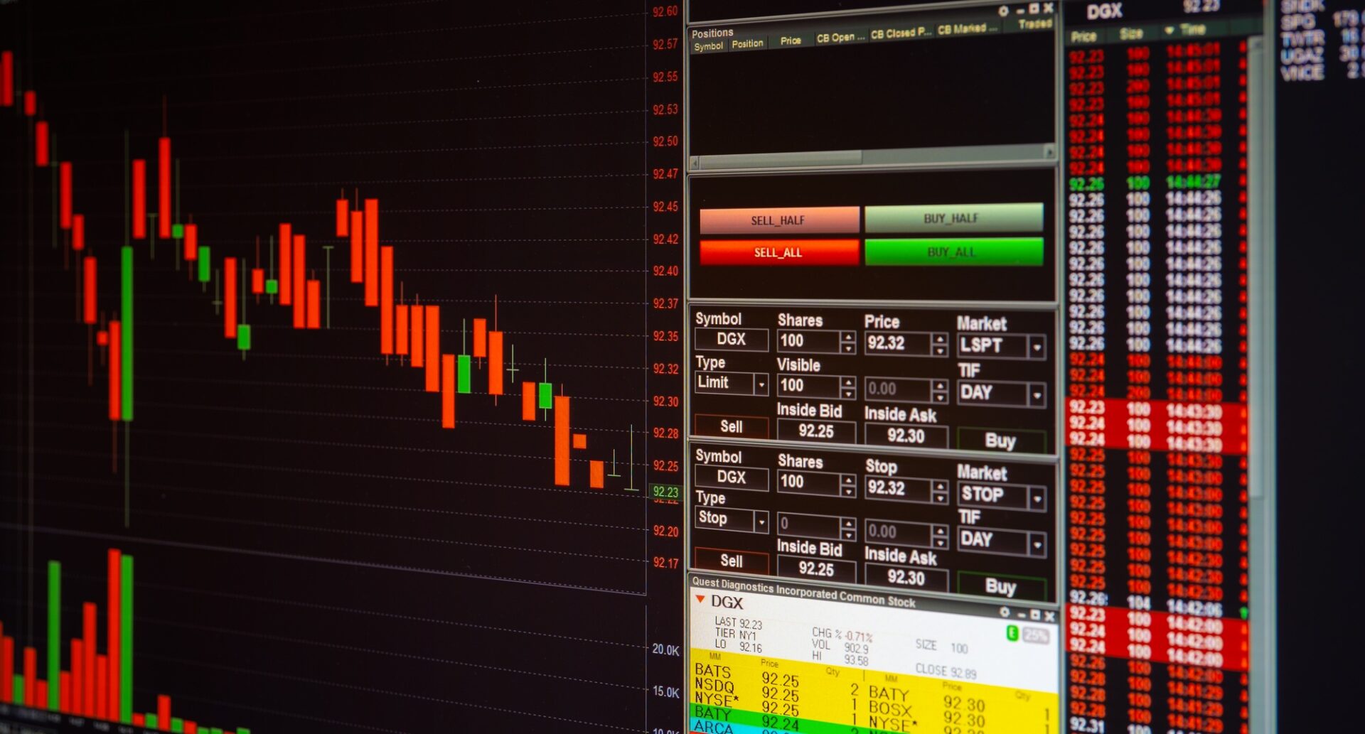 Stock market or forex trading graph and chart for financial investment on monitor screen. Economy
